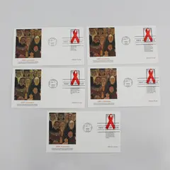 Lot Of 5 AIDS Awareness 1993 First Day Covers Fleetwood Cachets