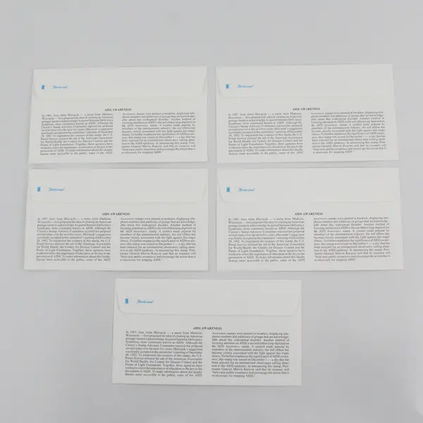 Lot Of 5 AIDS Awareness 1993 First Day Covers Fleetwood Cachets