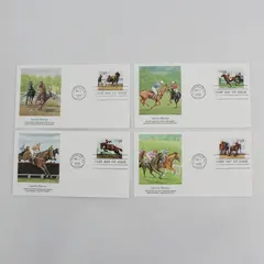 Set Of 4 Sports Horses Stamps SC #2756-59 1993 Fleetwood First Day Covers