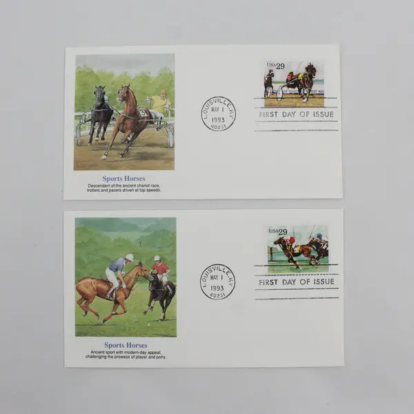 Set Of 4 Sports Horses Stamps SC #2756-59 1993 Fleetwood First Day Covers