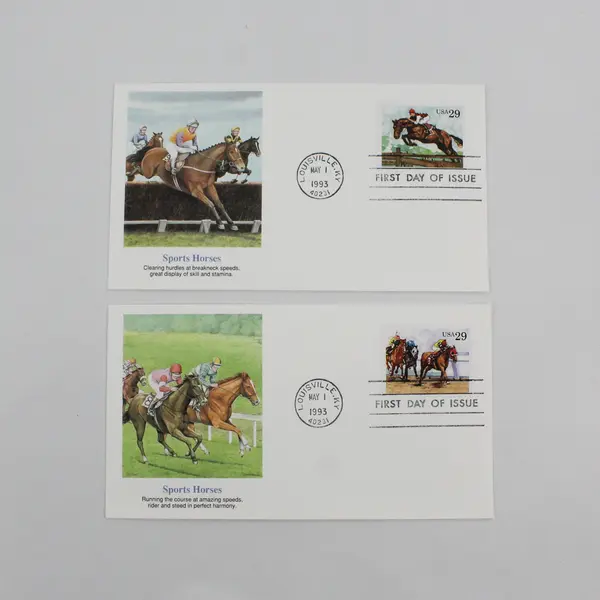 Set Of 4 Sports Horses Stamps SC #2756-59 1993 Fleetwood First Day Covers