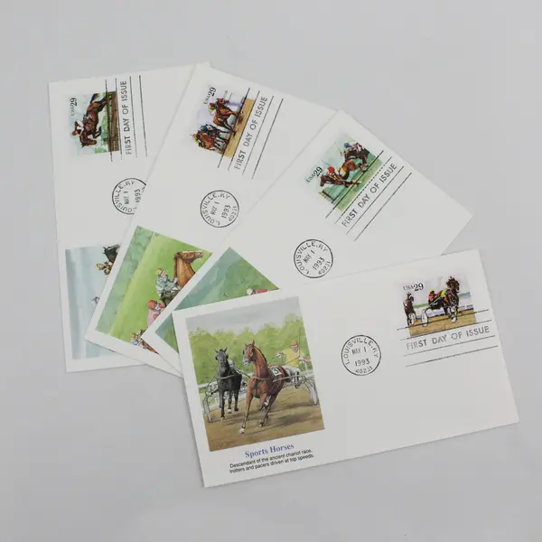 Set Of 4 Sports Horses Stamps SC #2756-59 1993 Fleetwood First Day Covers