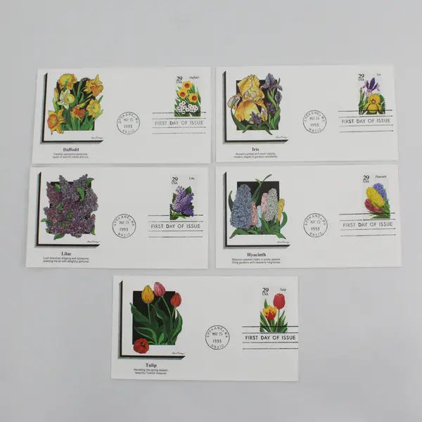 Set Of 5 Garden Flowers Stamps SC # 2760-64 1993 Fleetwood First Day Covers