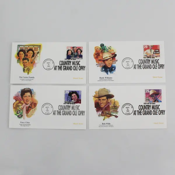 Set Of 4 Country Music Legends SC #2771-74 1993 Fleetwood First Day Covers