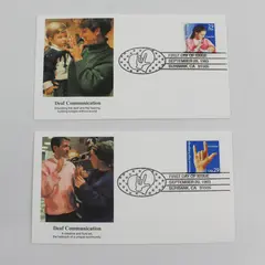 Set Of 2 Deaf Communication Stamp 1993 Fleetwood First Day Covers 