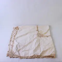 Vintage Ecru Battenburg Lace Square Tea Tablecloth 40" FLAWED