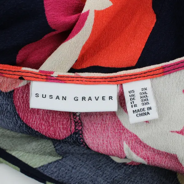 Susan Graver Multicolor Floral Print 3/4-Sleeve Top Women's 2X