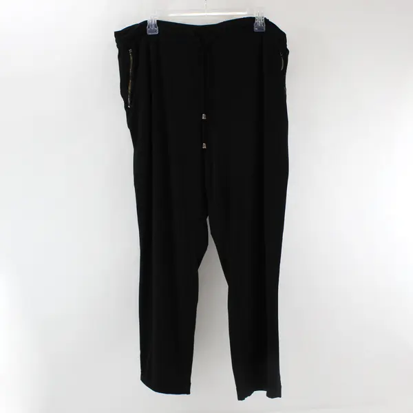 Susan Graver Solid Black Drawstring Pants Women's 2XP