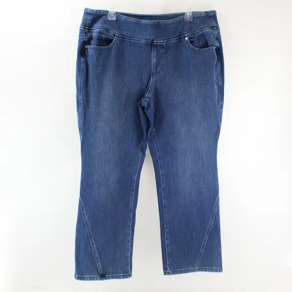 Belle by Kim Gravel Medium Wash Straight-Leg Pull-on Jeans Women's Size 20WP