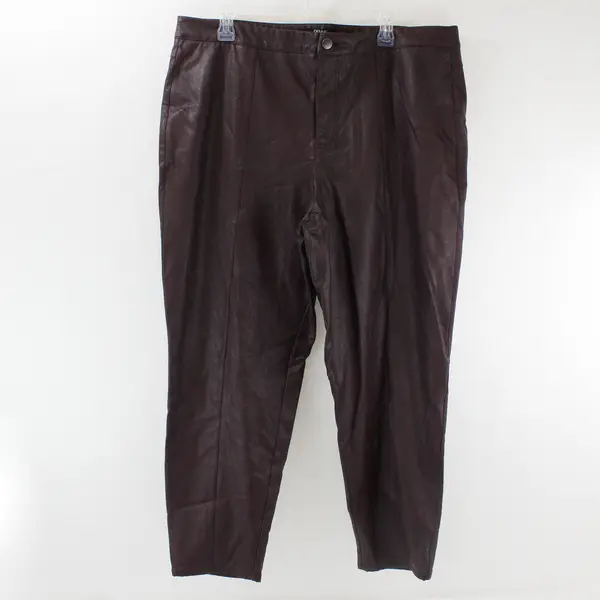 Dennis by Dennis Basso Women's Burgundy Tapered-Leg Faux Leather Pants Size 20W