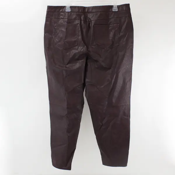 Dennis by Dennis Basso Women's Burgundy Tapered-Leg Faux Leather Pants Size 20W