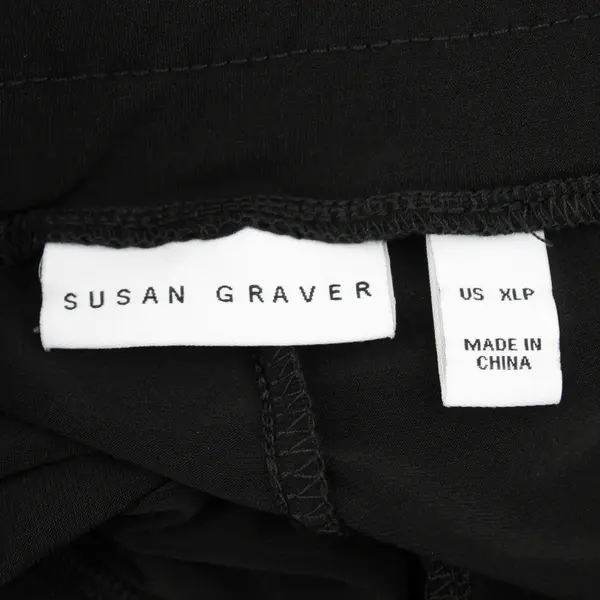 Susan Graver Solid Black Pull-On Pants Button Detail Women's XLP