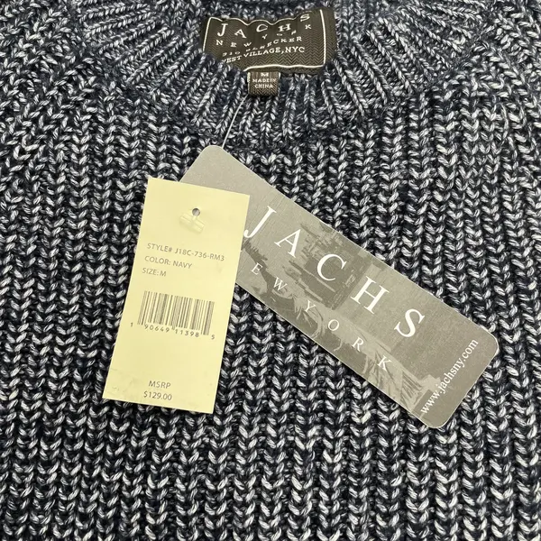 Jachs New York Ribbed Knit Sweater Medium Navy Blue 