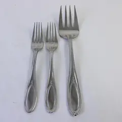 Lot of 3 Hampton Silversmith Forks HSV100 Pattern, 2 Salad and 1 Serving