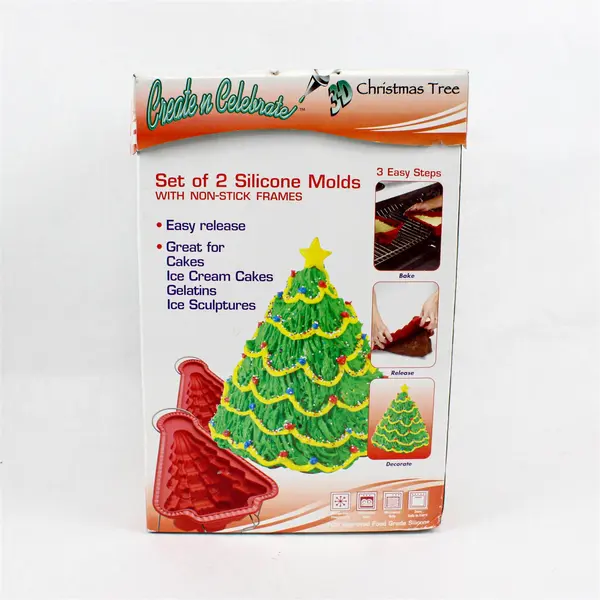 Create n Celebrate Set of 2 3D Silicone Christmas Tree Molds & Frames