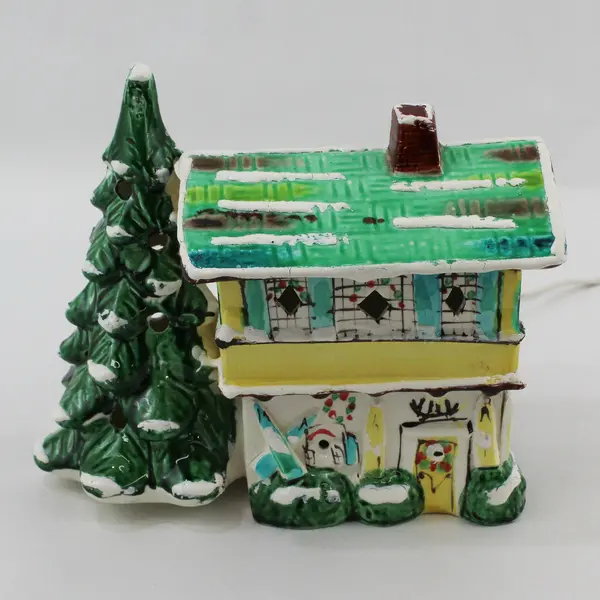 Hand-Painted Ceramic Village House Ceramic Light-Up Figure 7" WORKS