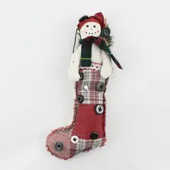 Vintage 1996 Enesco Otagiri Rustic Country Fabric Snowman Ornament 8" FLAWED