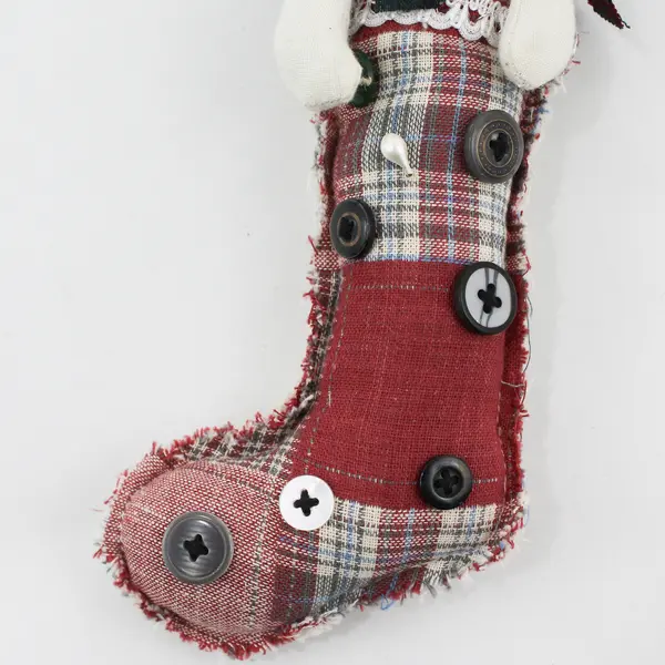 Vintage 1996 Enesco Otagiri Rustic Country Fabric Snowman Ornament 8" FLAWED