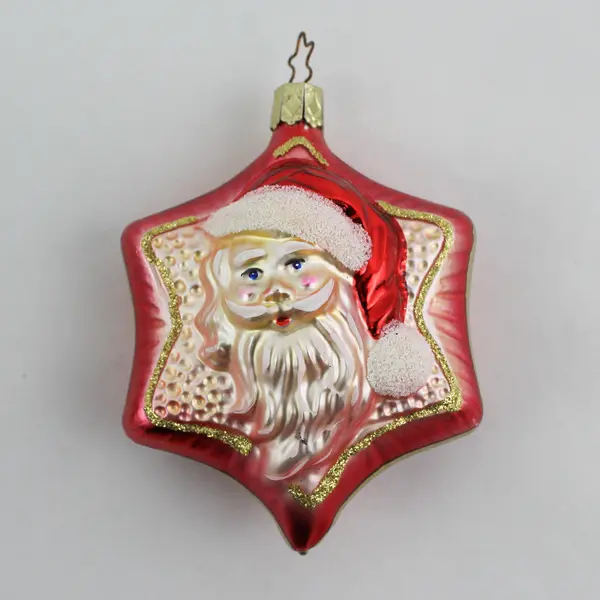 Lot of 2 Mercury Glass Christmas Ornaments Cowboy Boot And  Santa Face On Star
