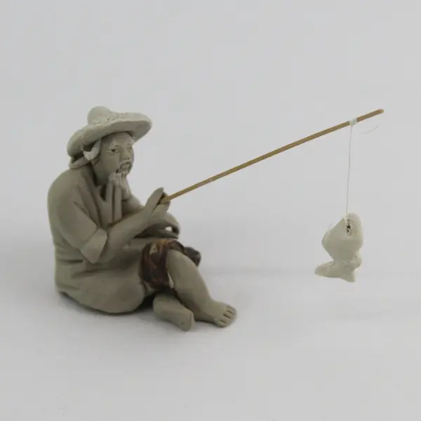 Chinese Mudman Fisherman Figurine  2.25"