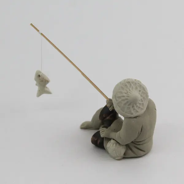 Chinese Mudman Fisherman Figurine  2.25"