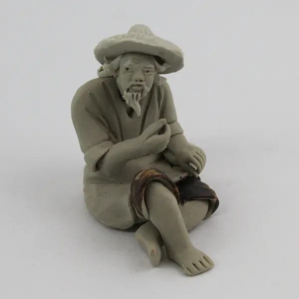 Chinese Mudman Fisherman Figurine  2.25"