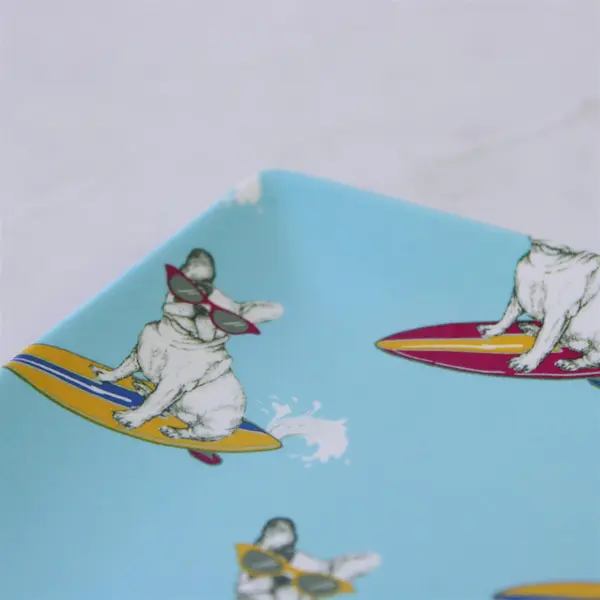 French Bulldog Surfing Melamine Small Serving Tray 8x5in Pre-Owned