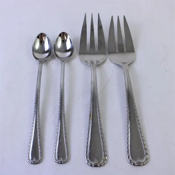 Lot 4 Reed & Barton Wakefield 18/10 Stainless Meat Forks Iced Tea Spoons