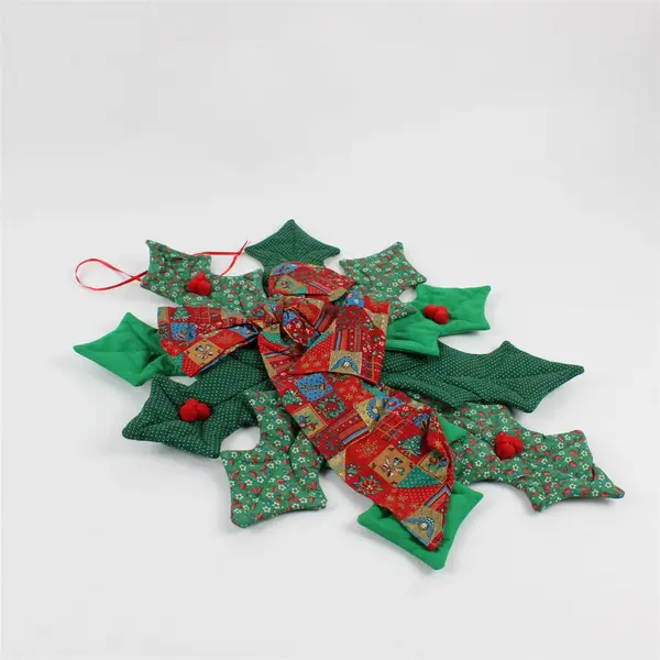 Handmade Holly and Gift Bow Christmas Wall Hanging 20"
