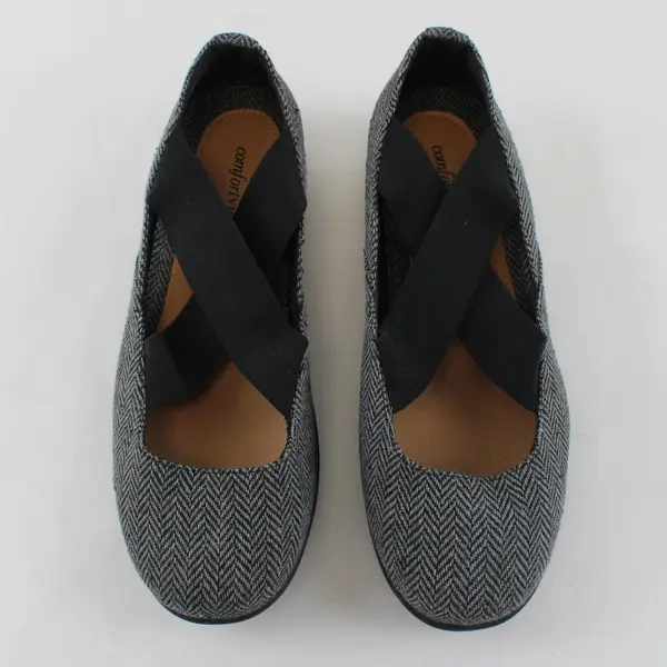 Comfortview Gray/Black Stacia Mary Jane Flat Shoes Women's Size 8.5 M