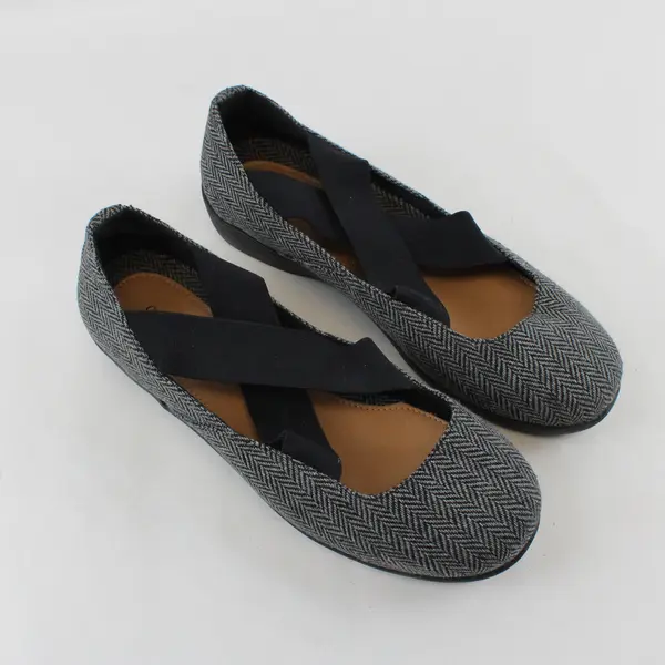 Comfortview Gray/Black Stacia Mary Jane Flat Shoes Women's Size 8.5 M
