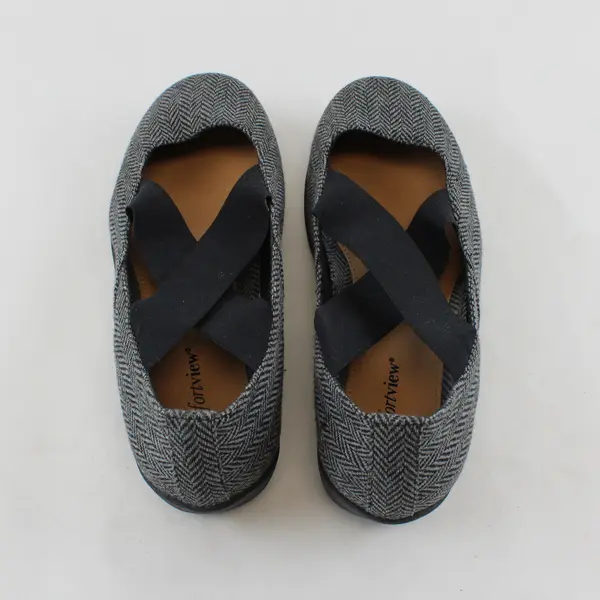 Comfortview Gray/Black Stacia Mary Jane Flat Shoes Women's Size 8.5 M