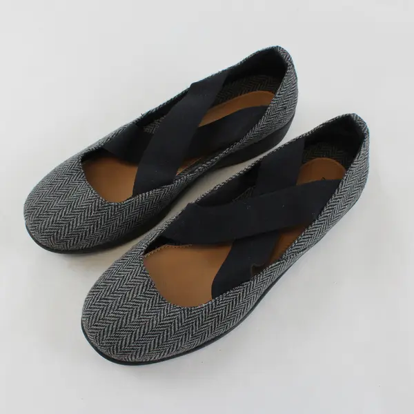 Comfortview Gray/Black Stacia Mary Jane Flat Shoes Women's Size 8.5 M