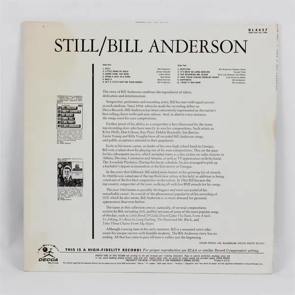 Bill Anderson – Still 12" Vinyl Record