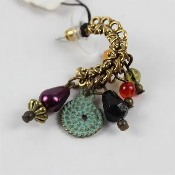 Vintage Chico's Beaded Gold-Tone Boho Dangle Earrings New