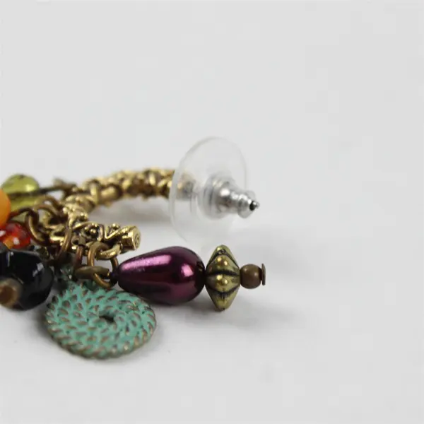 Vintage Chico's Beaded Gold-Tone Boho Dangle Earrings New