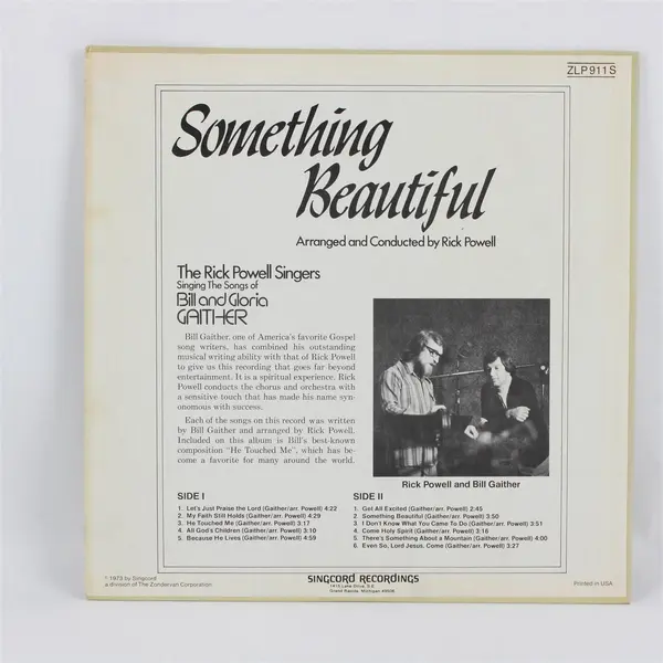 Rick Powell Singers Something Beautiful Gaither Songs 12" Vinyl Record