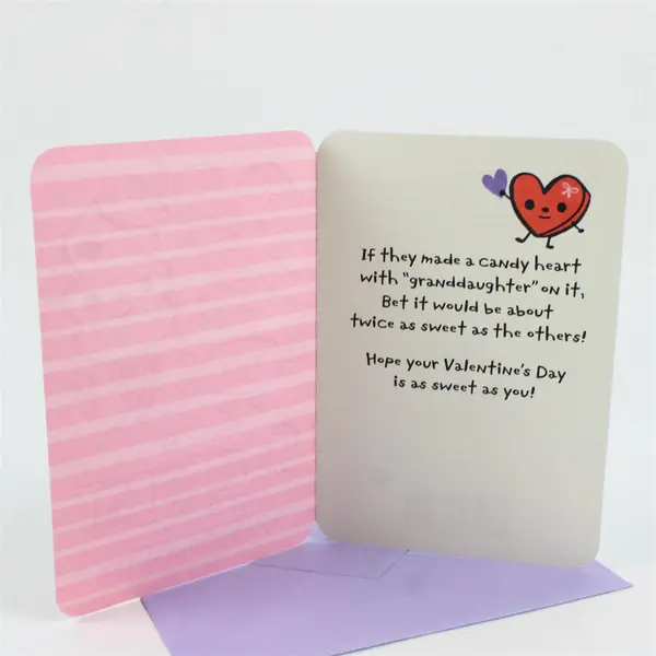 Hallmark Sparkly Valentine's Day Card Granddaughter w/ Purple Envelope, Unused