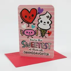 Hallmark Sparkly Valentine's Day Card Granddaughter w/ Red Envelope, Unused