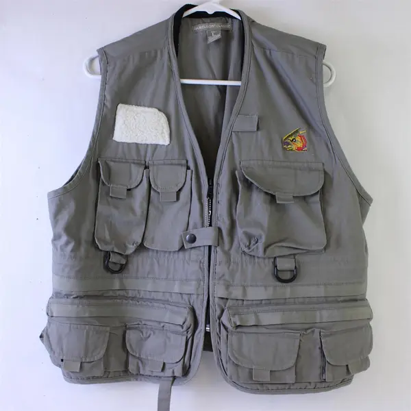 Vtg Danielson Classic Fishing Vest Mens Large Gray Multi-Pocket Cotton Utility