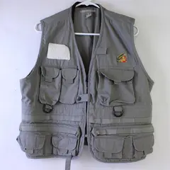 Vtg Danielson Classic Fishing Vest Mens Large Gray Multi-Pocket Cotton Utility