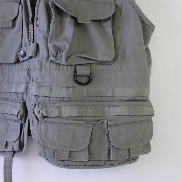 Vtg Danielson Classic Fishing Vest Mens Large Gray Multi-Pocket Cotton Utility