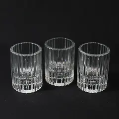 Lot Of 3 Unbranded Matching Clear Glass Ribbed Edge Votive Candle Holders 3.25"