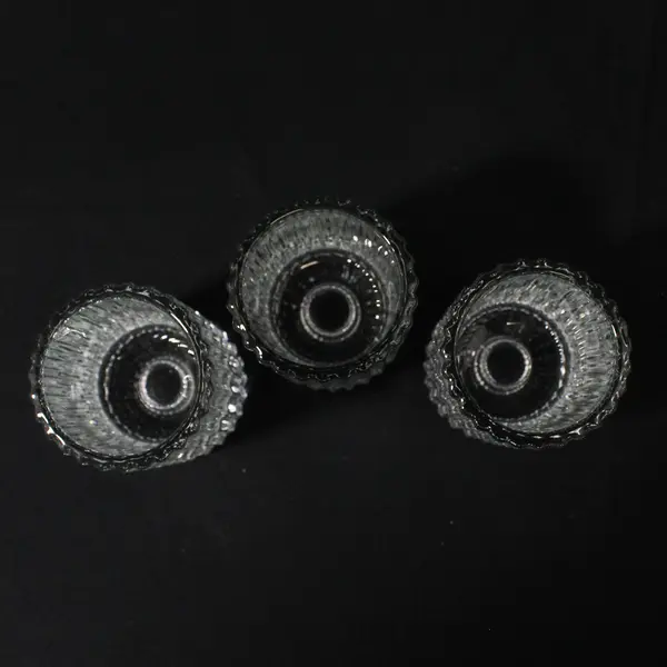Lot Of 3 Unbranded Matching Clear Glass Ribbed Edge Votive Candle Holders 3.25"