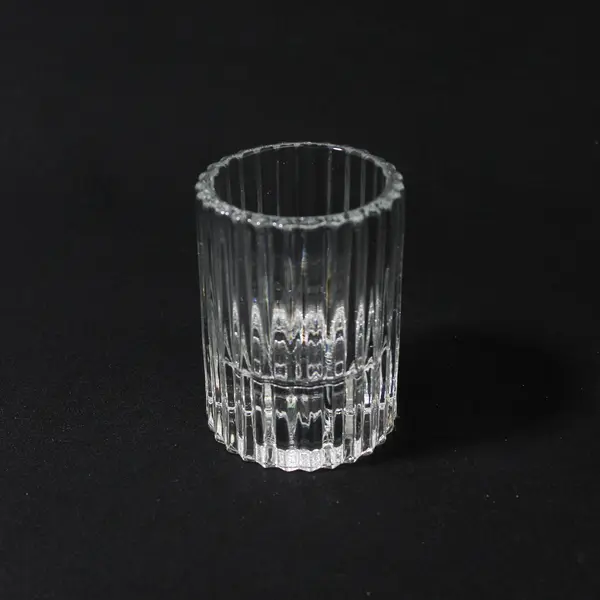 Lot Of 3 Unbranded Matching Clear Glass Ribbed Edge Votive Candle Holders 3.25"