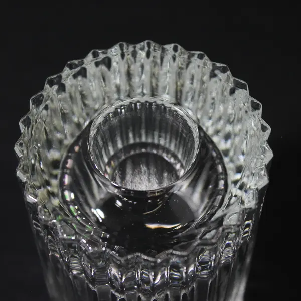 Lot Of 3 Unbranded Matching Clear Glass Ribbed Edge Votive Candle Holders 3.25"