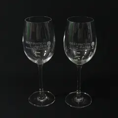 Schott Zwiesel Lot of 2 Clear Wine Glasses Wine Country Half Marathons 9in