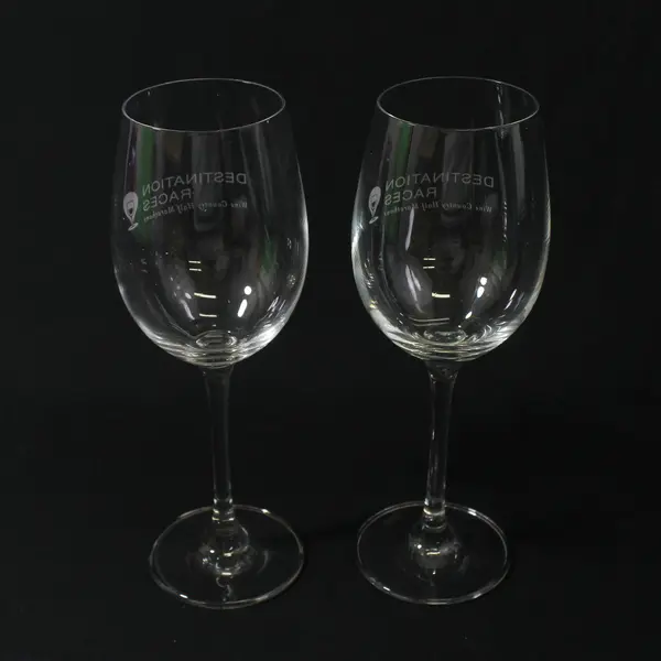 Schott Zwiesel Lot of 2 Clear Wine Glasses Wine Country Half Marathons 9in