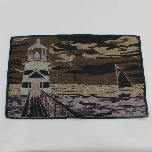 Set of 4 Nautical Ocean Sailboat Lighthouse Tapestry Placemats 11" x 19" FLAWED