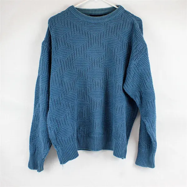 Claybrooke Blue Crew Neck Cotton Sweater Women's Large FLAWED